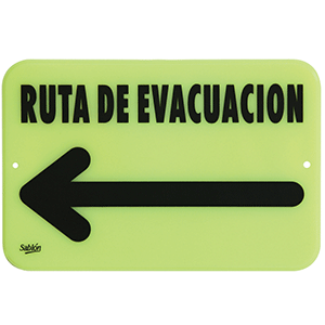 LETRERO RUTA DE EVACUACION FLUORESCENTE PIEZA LETRERO RUTA DE EVACUACION FLUORESCENTE PIEZA
