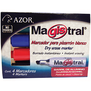 MARCADOR MAGISTRAL AZOR C/BARRIL METALICO CAJA C/4 MARCADOR MAGISTRAL AZOR C/BARRIL METALICO CAJA C/4