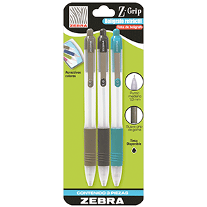 BOLÍGRAFOS ZEBRA Z-GRIP (RETRÁCTIL, PUNTO MEDIANO) BOLÍGRAFOS ZEBRA Z-GRIP (RETRÁCTIL, PUNTO MEDIANO)