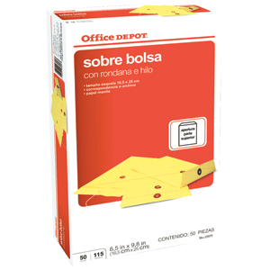 SOBRE OFFICE DEPOT (MANILA ESQUELA CON HILO 50U.) SOBRE OFFICE DEPOT (MANILA ESQUELA CON HILO 50U.)
