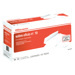 SOBRE OFFICE DEPOT BLANCO OFICIO NO. 10 100 SOBRES SOBRE OFFICE DEPOT BLANCO OFICIO NO. 10 100 SOBRES