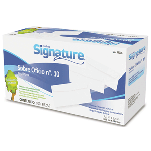 SOBRE SIGNATURE BLANCO OFICIO NO. 10 100 UNIDADES SOBRE SIGNATURE BLANCO OFICIO NO. 10 100 UNIDADES