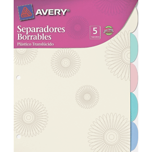 SEPARADOR AVERY (CARTA, 5 PESTANAS, CON DISENO) SEPARADOR AVERY (CARTA, 5 PESTANAS, CON DISENO)