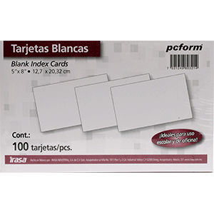 FICHAS AMPO 5*8 PULGADAS (BLANCAS, PAQUETE 100) FICHAS AMPO 5*8 PULGADAS (BLANCAS, PAQUETE 100)
