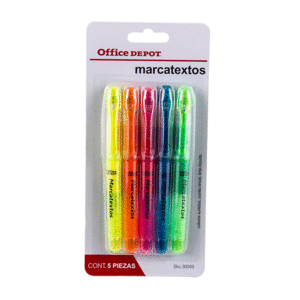 RESALTADORES OFFICE DEPOT (PAQUETE CON 5 COLORES) RESALTADORES OFFICE DEPOT (PAQUETE CON 5 COLORES)