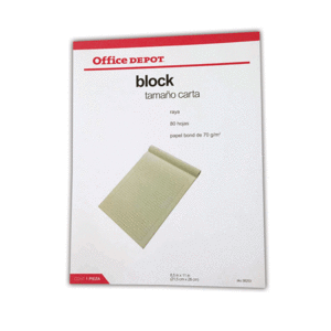 BLOCK DE NOTAS OFFICE DEPOT (CARTA, LINEAS, 80HJS) BLOCK DE NOTAS OFFICE DEPOT (CARTA, LINEAS, 80HJS)