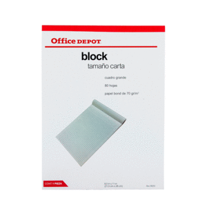 BLOCK DE NOTAS OFFICE DEPOT CUADROS/CARTA/80 HOJAS BLOCK DE NOTAS OFFICE DEPOT CUADROS/CARTA/80 HOJAS