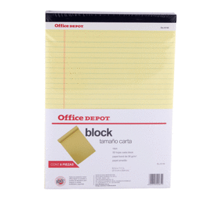 BLOCK DE NOTAS OFFICE DEPOT TAMAÑO CARTA, CANARIO BLOCK DE NOTAS OFFICE DEPOT TAMAÑO CARTA, CANARIO