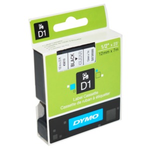 ETIQUETA DYMO D1 12MM NEGRO/TRANSPARENTE ETIQUETA DYMO D1 12MM NEGRO/TRANSPARENTE