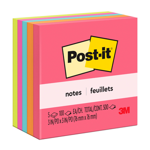 POST-IT NOTAS ADHESIVAS COLOR NEÓN, 3X3 IN, 5 PADS POST-IT NOTAS ADHESIVAS COLOR NEÓN, 3X3 IN, 5 PADS