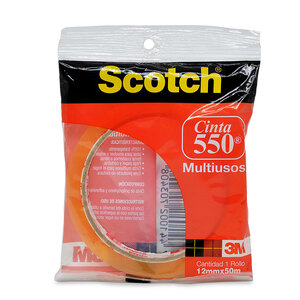 SCOTCH CINTA ADHESIVA USO GENERAL 550, 12MM X 50M SCOTCH CINTA ADHESIVA USO GENERAL 550, 12MM X 50M