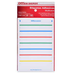 ETIQUETA OFFICE DEPOT ADHESIVA RECTANGULAR,140 PZS ETIQUETA OFFICE DEPOT ADHESIVA RECTANGULAR,140 PZS