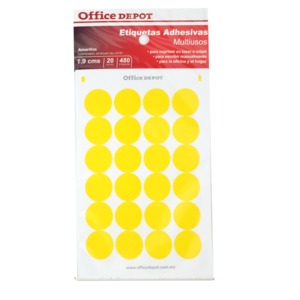 ETIQUETA OFFICE DEPOT ADHESIVA (CIRCULAR,AMARILLO) ETIQUETA OFFICE DEPOT ADHESIVA (CIRCULAR,AMARILLO)