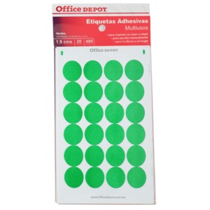 ETIQUETA OFFICE DEPOT ADHESIVA (CIRCULAR, VERDE) ETIQUETA OFFICE DEPOT ADHESIVA (CIRCULAR, VERDE)