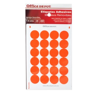 ETIQUETA OFFICE DEPOT ADHESIVA (CIRCULAR, NARANJA) ETIQUETA OFFICE DEPOT ADHESIVA (CIRCULAR, NARANJA)