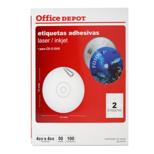 ETIQUETA OFFICE DEPOT ADHESIVA CD/DVD,INKJET-LASER ETIQUETA OFFICE DEPOT ADHESIVA CD/DVD,INKJET-LASER