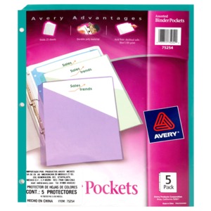 PROTECTOR DE HOJAS AVERY (COLORES, 5 UNIDADES) PROTECTOR DE HOJAS AVERY (COLORES, 5 UNIDADES)
