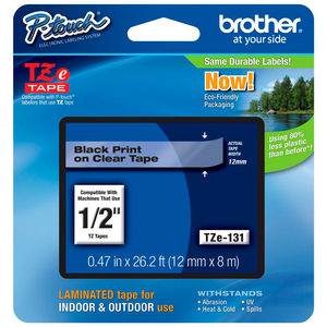 CINTA BROTHER TZE131 (12MMX8M,NEGRO/TRANSPARENTE) CINTA BROTHER TZE131 (12MMX8M,NEGRO/TRANSPARENTE)