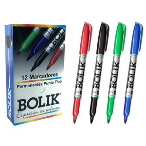 MARCADORES BOLIK FINO PERMANENTE NEGRO 12PK MARCADORES BOLIK FINO PERMANENTE NEGRO 12PK
