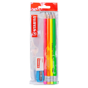 COMBO STABILO LÁPIZ NEÓN HB BORRADOR+SACAPUNTA 4U. COMBO STABILO LÁPIZ NEÓN HB BORRADOR+SACAPUNTA 4U.
