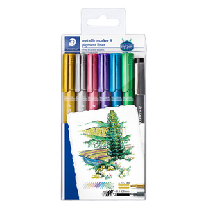 MARCADORES MRTALICOS 6U + 1 ESTILOGRAFO DESECHABLE MARCADORES MRTALICOS 6U + 1 ESTILOGRAFO DESECHABLE