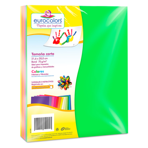 HOJAS CARTA COLORES NEON 75GR (100U) HOJAS CARTA COLORES NEON 75GR (100U)