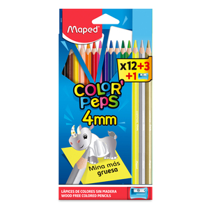 LÁPICES DE COLOR PEPS 4MM + SACAPUNTAS 15U LÁPICES DE COLOR PEPS 4MM + SACAPUNTAS 15U