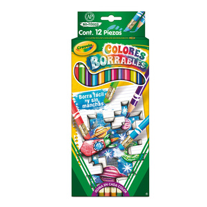 LÁPICES DE COLOR CRAYOLA MADERA BORRABLE 12U LÁPICES DE COLOR CRAYOLA MADERA BORRABLE 12U