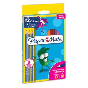 LAPICES DE COLORES PAPER MATE 12 + 3 15U LAPICES DE COLORES PAPER MATE 12 + 3 15U