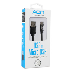 CABLE USB A MICRO 3.5MTS NEGRO MARCA AON CABLE USB A MICRO 3.5MTS NEGRO MARCA AON