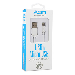 CABLE USB A MICRO 3.5MTS BLANCO MARCA AON CABLE USB A MICRO 3.5MTS BLANCO MARCA AON