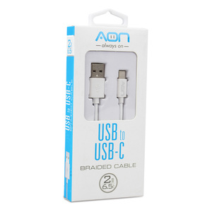 CABLE USB A TIPO C 2 MTS BLANCO,MARCA AON CABLE USB A TIPO C 2 MTS BLANCO,MARCA AON