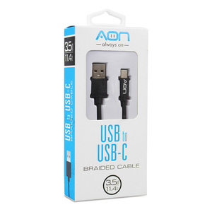 CABLE USB A TIPO C 3.5MTS NEGRO MARCA AON CABLE USB A TIPO C 3.5MTS NEGRO MARCA AON