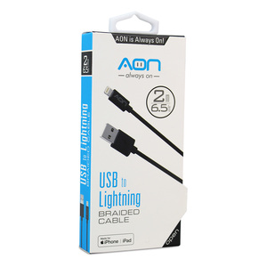 CABLE USB A LIGHTNING 2MTS NEGRO MARCA AON CABLE USB A LIGHTNING 2MTS NEGRO MARCA AON