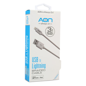 CABLE USB A LIGHTNING 3MTS BLANCO MARCA AON CABLE USB A LIGHTNING 3MTS BLANCO MARCA AON