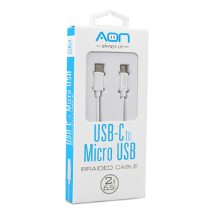 CABLE TIPO C A MICRO 2MTS BLANCO MARCA AON CABLE TIPO C A MICRO 2MTS BLANCO MARCA AON