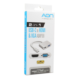 ADAPT USB C A HEMBRA HDMI Y VGA MARCA AON ADAPT USB C A HEMBRA HDMI Y VGA MARCA AON