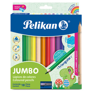 LAPICES DE COLOR PELIKAN JUMBO TRIANGULAR 5MM 18U LAPICES DE COLOR PELIKAN JUMBO TRIANGULAR 5MM 18U