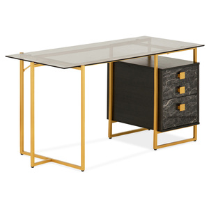 ESCRITORIO TOP DE VIDRIO BLACK & GOLD ESCRITORIO TOP DE VIDRIO BLACK & GOLD