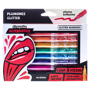 MARCADORES CRAYOLA ALTERNATIVE GLITTER 8U MARCADORES CRAYOLA ALTERNATIVE GLITTER 8U